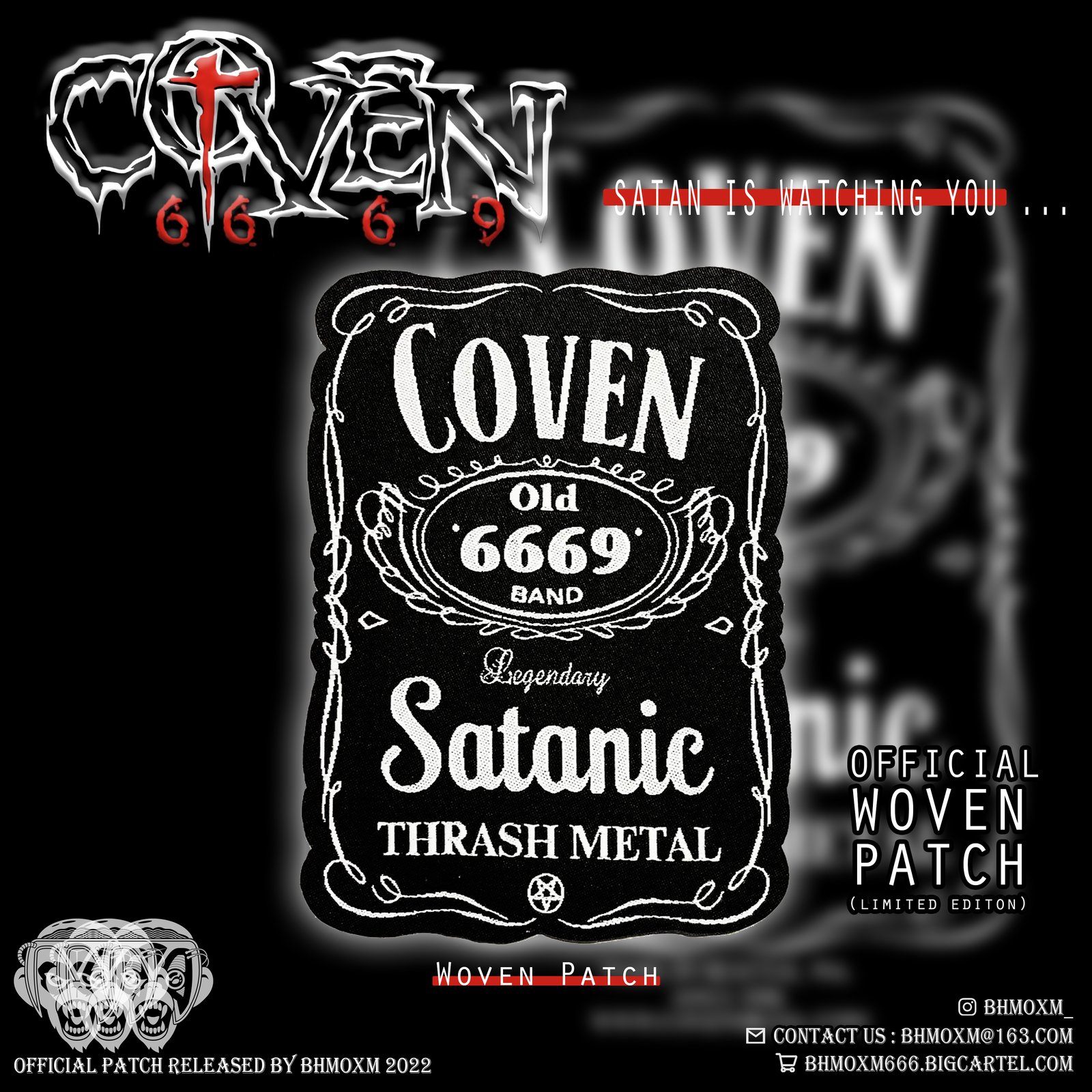 COVEN 6669 - SATANIC THRASH METAL OFFICIAL PATCH | bhmoxm666
